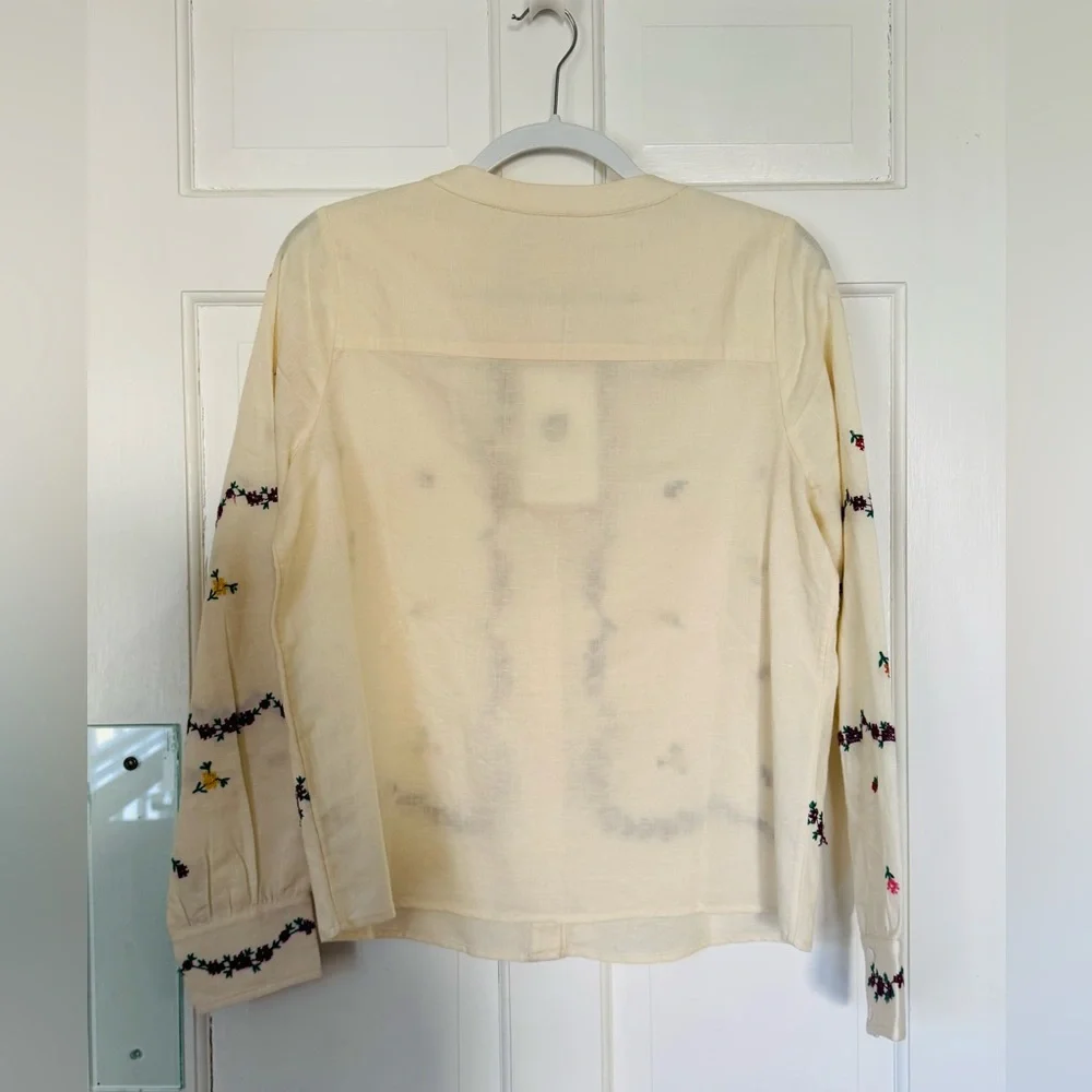 Sezane Elvio Shirt - Sézane X Lucia Vergara Ecru With Margarita Embroidery - Picture 6 of 6